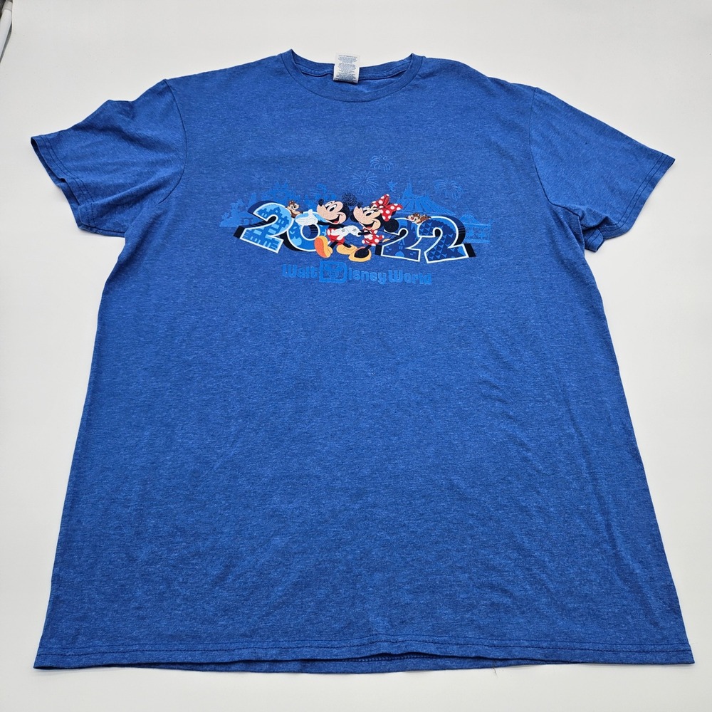 Walt Disney‎ World 2022 Mickey Minnie Mouse Blue Graphic T Shirt Adult L